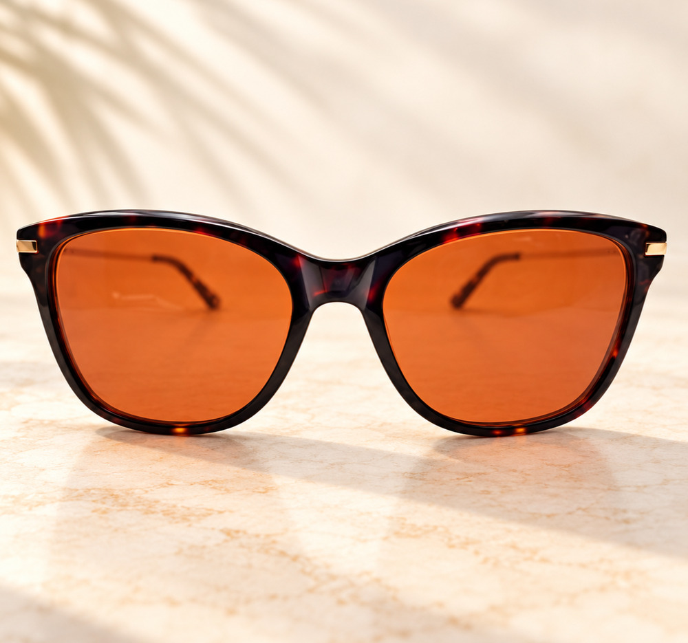 Zenni 1130225 Tortoiseshell Sunglasses Amber Lenses 56-17-140 Rounded Cat Eye